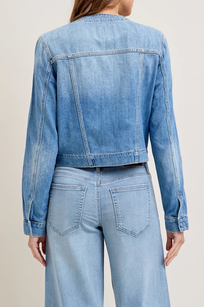 HiddenCollarless Jean Jacket - Polish Boutique