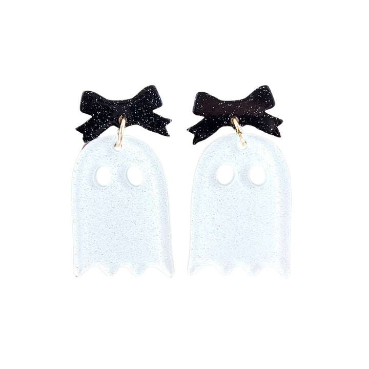 Spiffy & SplendidBow Ghost Earrings, White - Polish Boutique